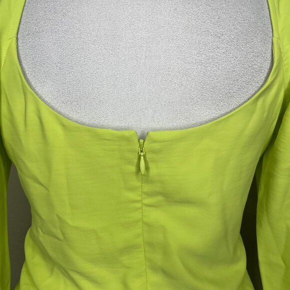 Express Women's Lime Green Yellow Chartreuse Cut Out Long Sleeve Blouse Top Sm - Picture 5 of 9